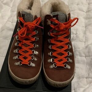 Sorel Brown Winter Boots with Orange Laces